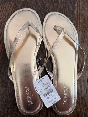 J. Crew Metallic Gold Thong Sandals